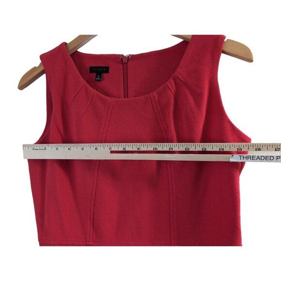 Talbots Fit & Flare Dress Womens S Red Ribbed Sleeveless Knee Length Classic - Picture 8 of 8